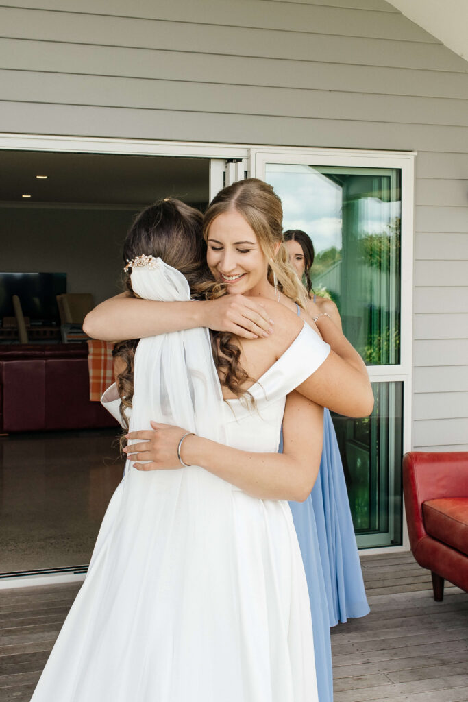 first look with bridesmaids