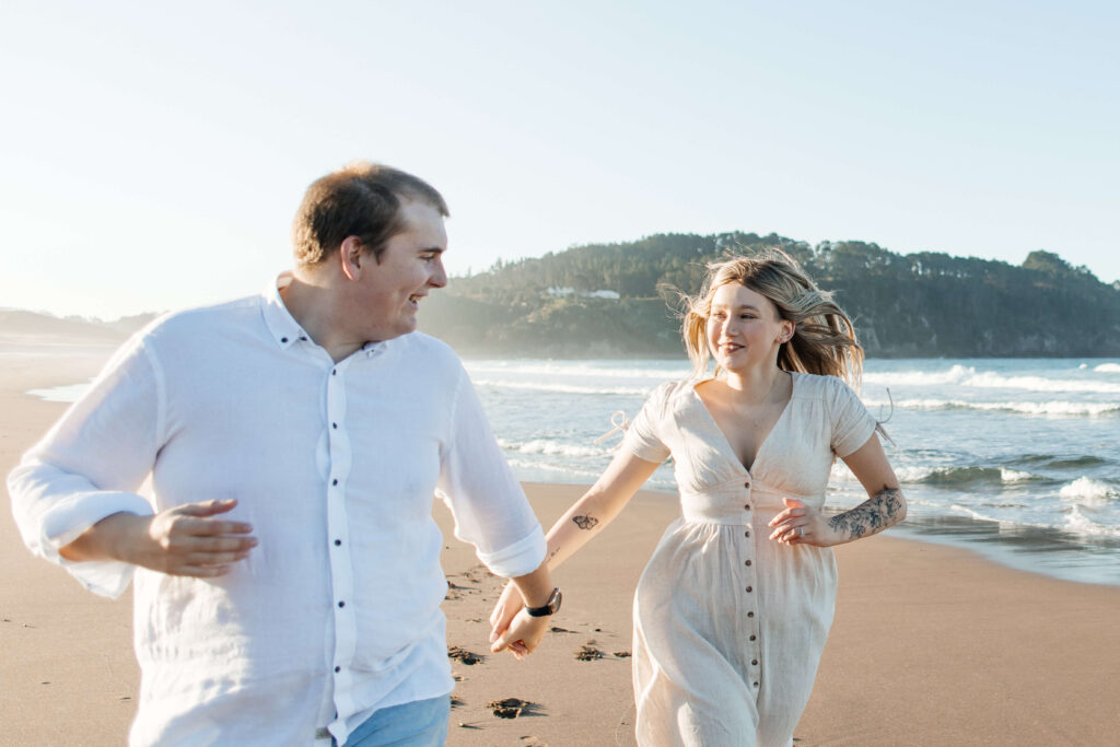 Romantic beach photography for couples at Hot Water Beach New Zealand