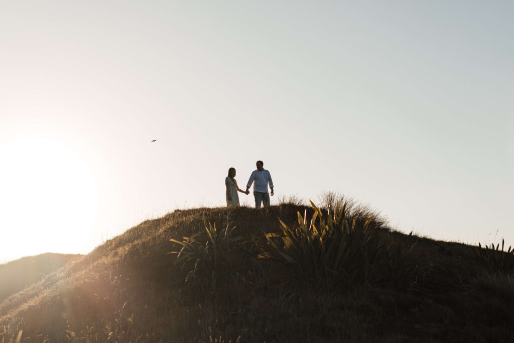 Sunset beach engagement photo shoot