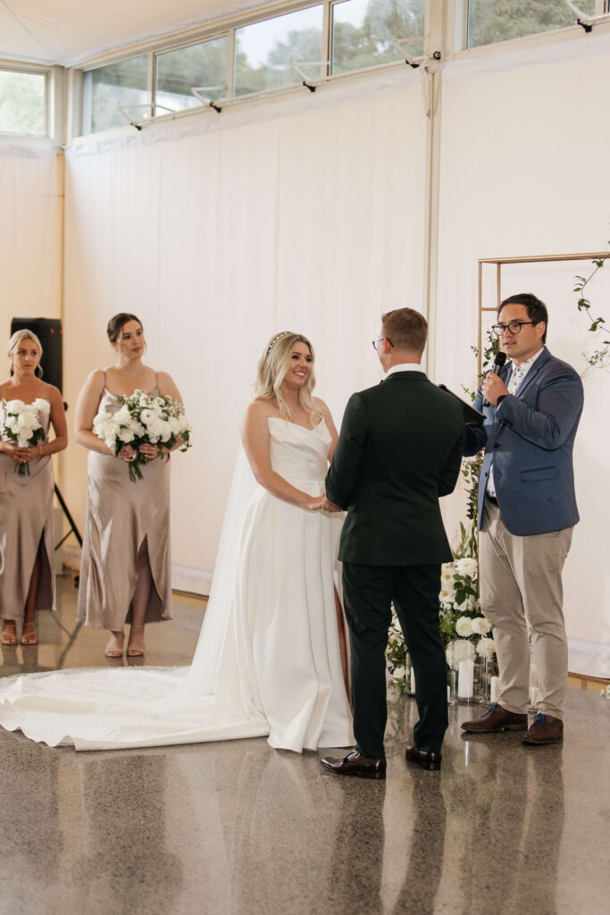 Wedding ceremony setup at Puketutu Island Estate