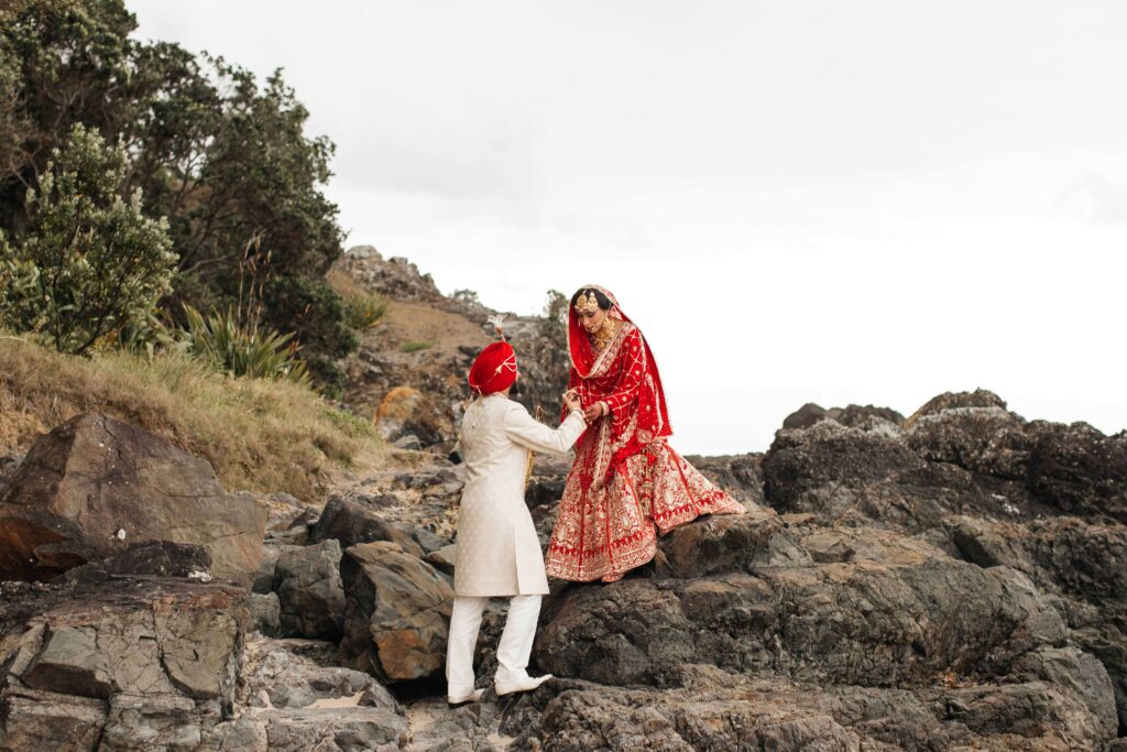 Beautiful happy just married couple in Tairua