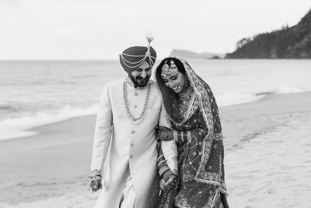 Beautiful happy just married couple in Tairua