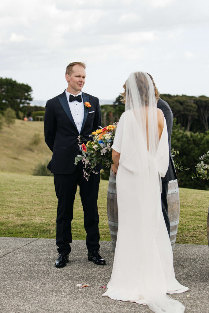 Wedding ceremony at Mudbrick Lodge