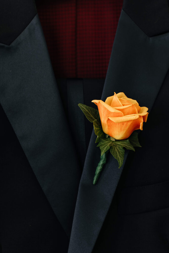 Flower in the groom's suit