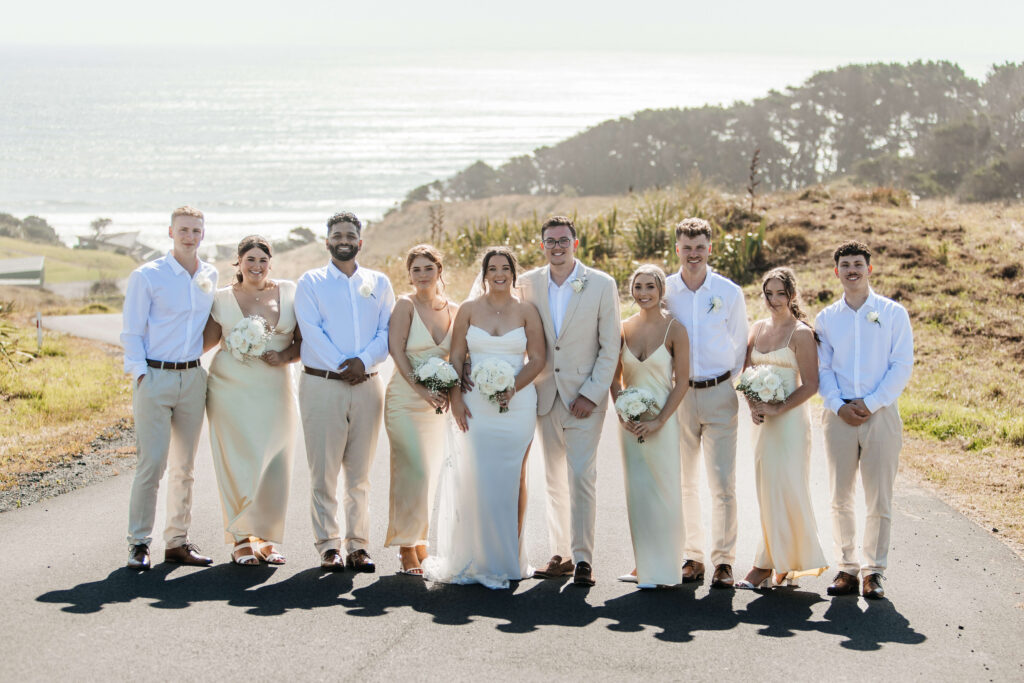 Bridal party photos at the wedding at Castaway Resort in Waiuku