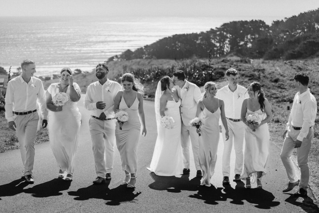 Bridal party photos at the wedding at Castaway Resort in Waiuku