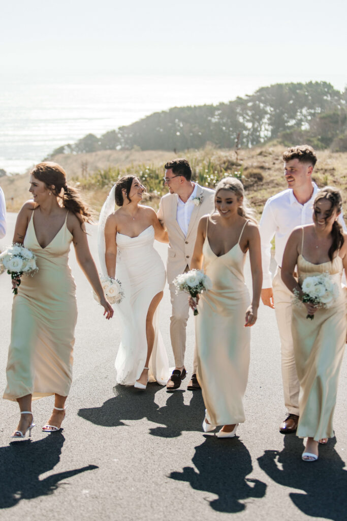 Bridal party photos at the wedding at Castaway Resort in Waiuku