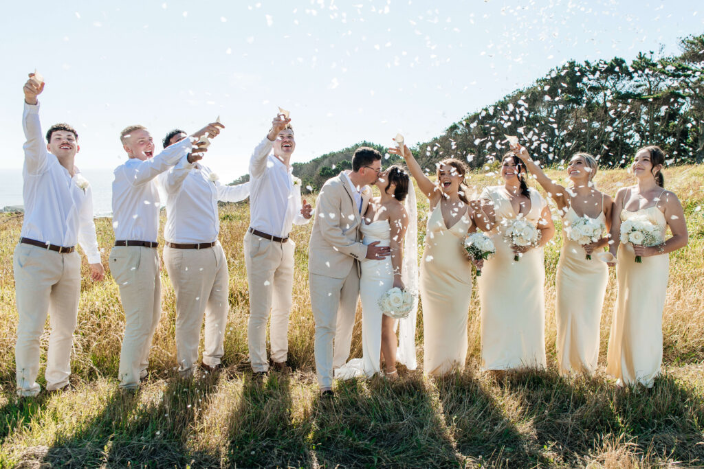 Bridal party photos at the wedding at Castaway Resort in Waiuku