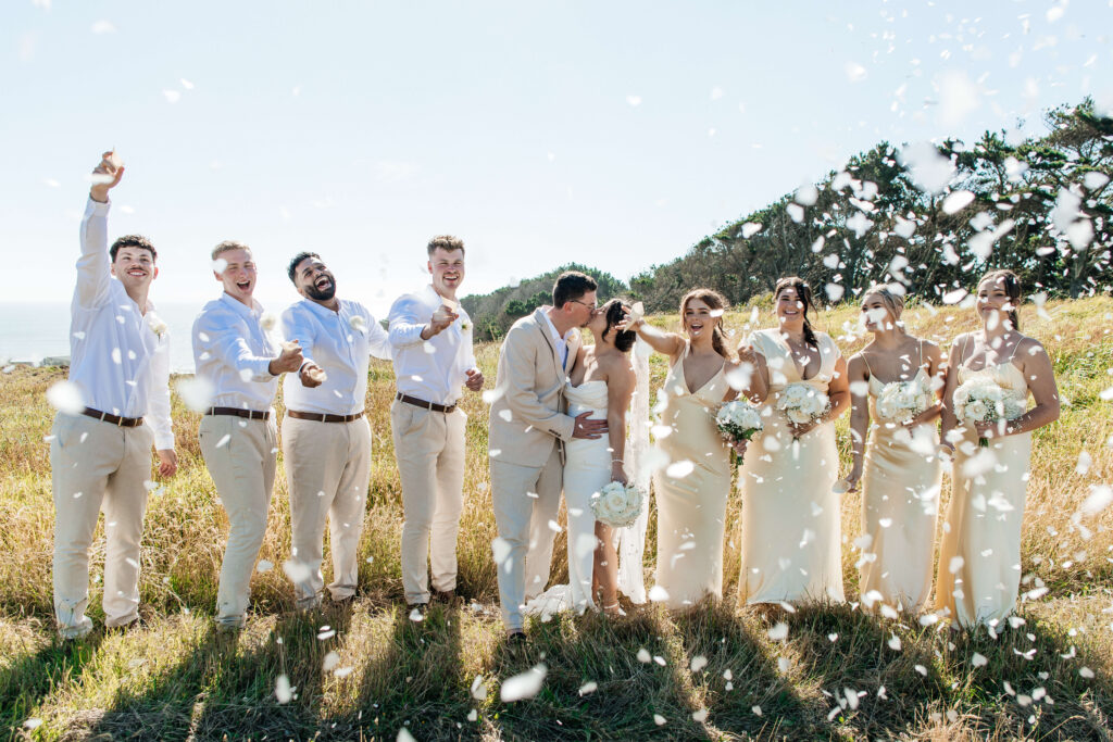Bridal party photos at the wedding at Castaway Resort in Waiuku