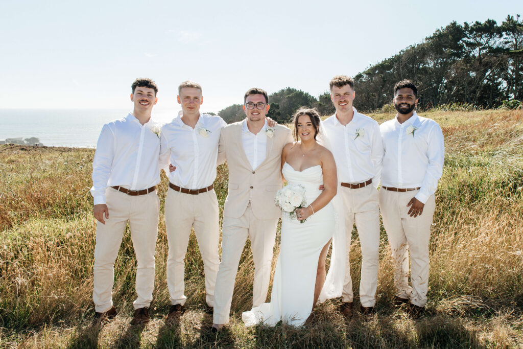 Bridal party photos at the wedding at Castaway Resort in Waiuku
