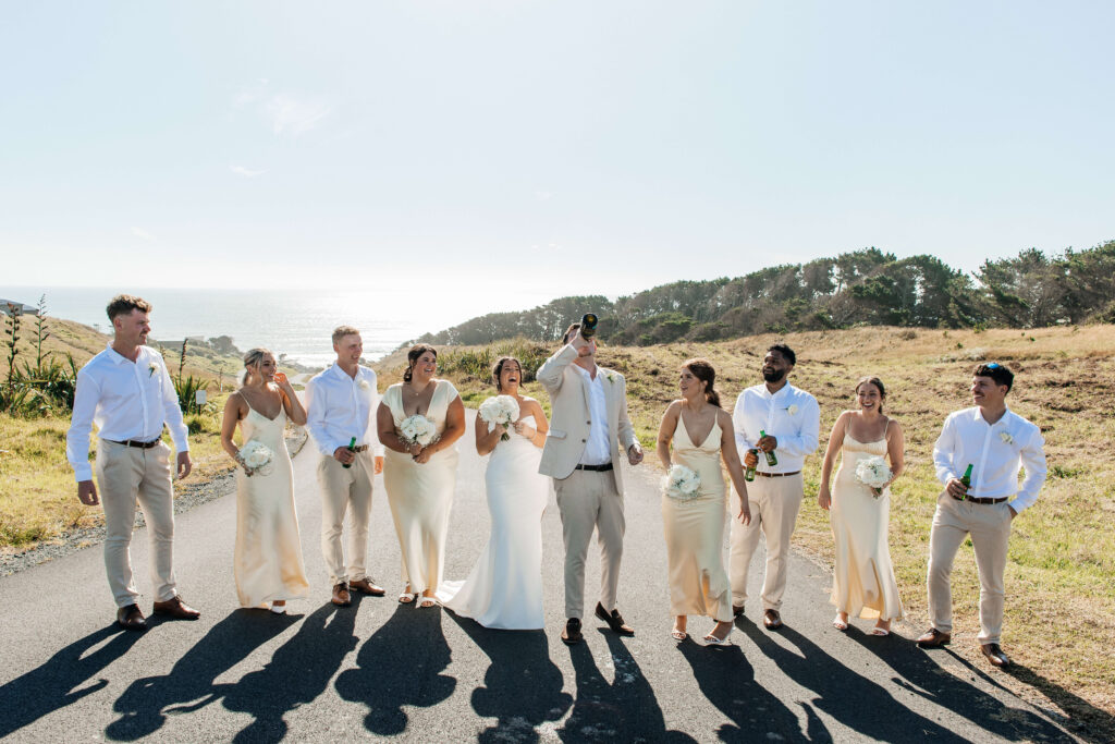 Champagne shower at a wedding in Waiuku