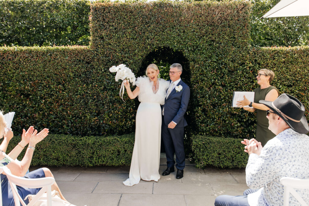 Modern and stylish wedding setup inside PAX Venue Auckland for a small summer celebration.