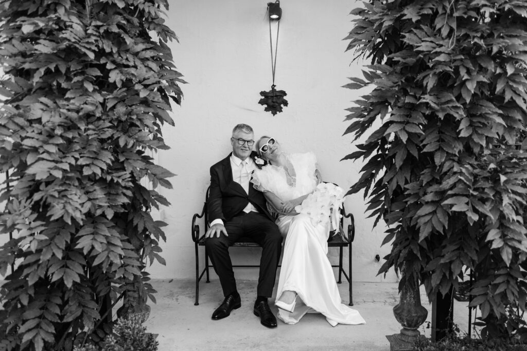 Bride and groom sharing a quiet moment together outside PAX Venue in Auckland.