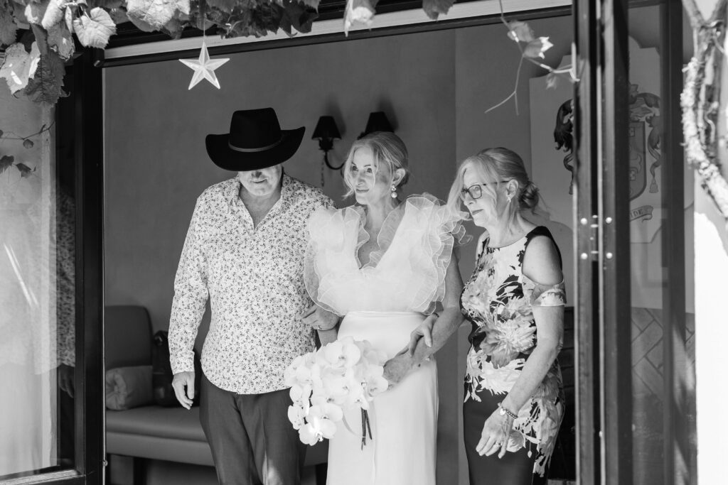 Bride Angela walking down the aisle at intimate PAX Venue Auckland wedding