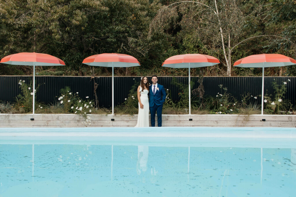 Romantic couple portraits at Old Forest School wedding venue gardens.