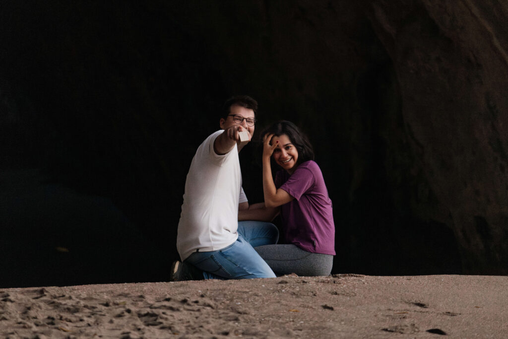 She said "YES!" at Cathedral cove