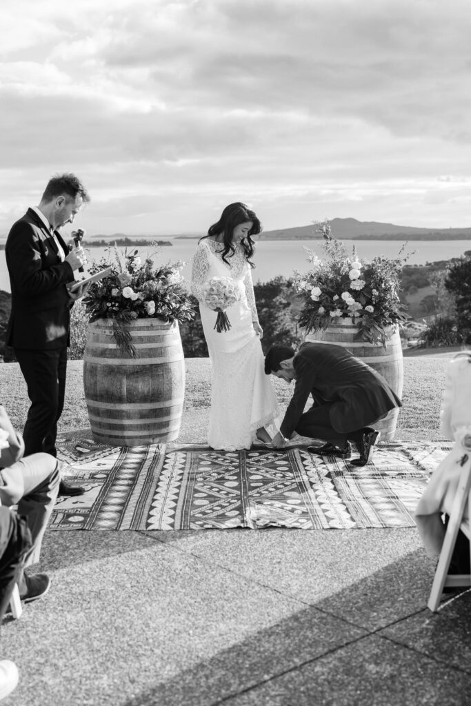 Wedding ceremony at Mudbrick on Waiheke island