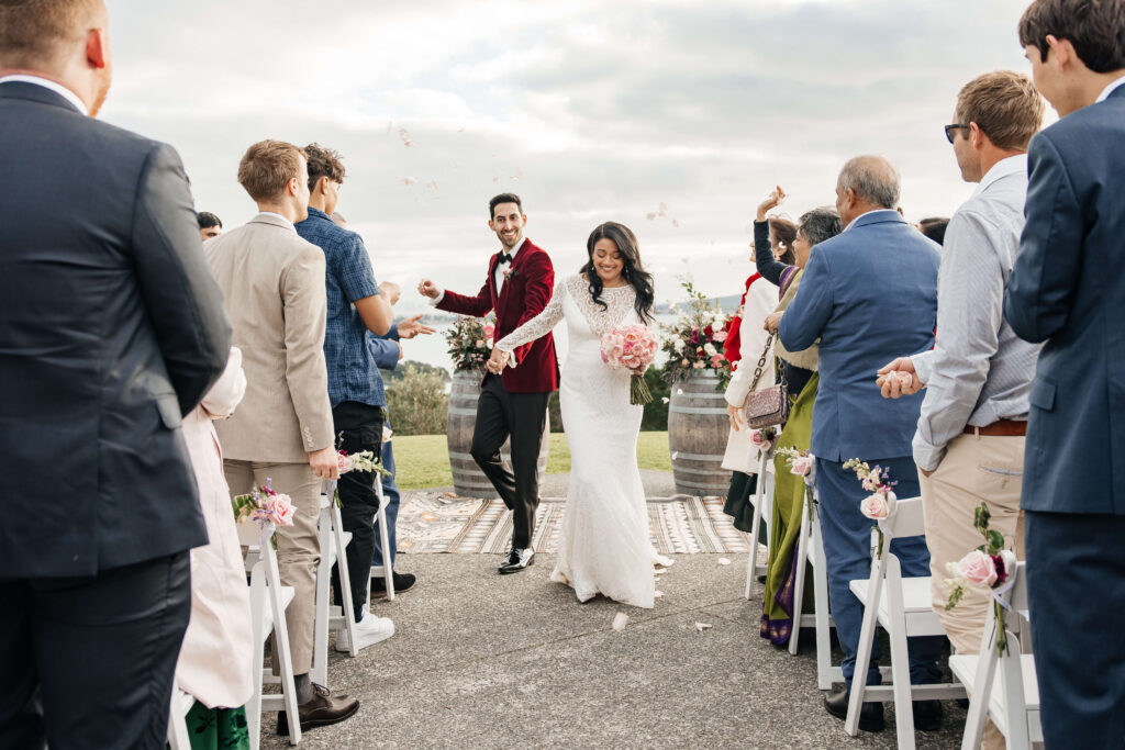 Wedding ceremony at Mudbrick on Waiheke island