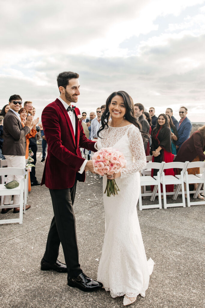 Wedding ceremony at Mudbrick on Waiheke island