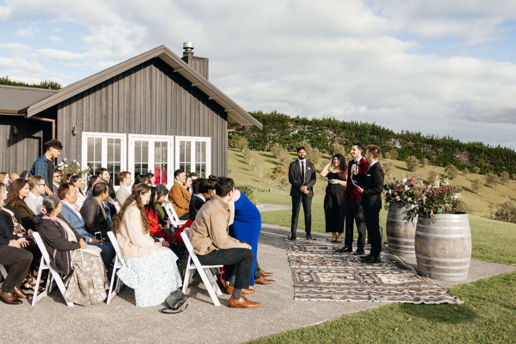 wedding ceremony at Mudbrick